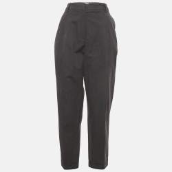 مملوكة مسبقًا Brunello Cucinelli Grey Cotton Blend Straight Fit Trousers M