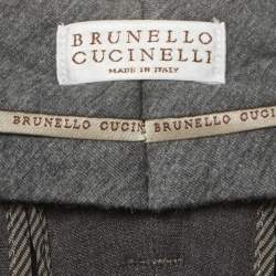 مملوكة مسبقًا Brunello Cucinelli Grey Cotton Blend Straight Fit Trousers M