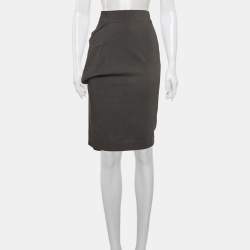 Pre Owned Brunello Cucinelli Grey Wool Pencil Skirt S