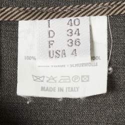 Pre Owned Brunello Cucinelli Grey Wool Pencil Skirt S