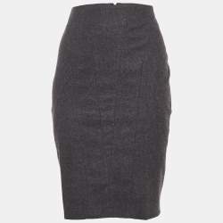 Pre Owned Brunello Cucinelli Grey Felt Pencil Skirt S