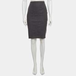 Pre Owned Brunello Cucinelli Grey Felt Pencil Skirt S