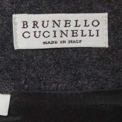 Pre Owned Brunello Cucinelli Grey Felt Pencil Skirt S