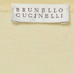 مملوكة مسبقًا كارديجان طويل محبوك قطني بلون كريمي برونيلو كوتشينيلي مقاس وسط (ميديوم)