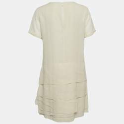 مملوكة مسبقًا Brunello Cucinelli Cream Cotton Tired Mini Dress L