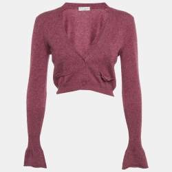 مملوكة مسبقًا Brunello Cucinelli Purple Cashmere Knit Cropped Cardigan XS