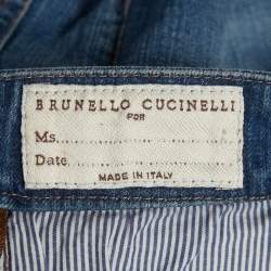Pre Owned بنطلون جينز برونيلو كوتشينيلي أزرق باهت ضيق قياس صغير خصر 30 بوصة