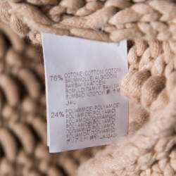 Pre Owned Brunello Cucinelli Camel Brown Chunky Knit Batwing Sleeve Cropped Cardigan XL