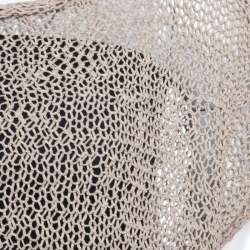 Brunello Cucinelli Brown Faux Suede Open Knit Oversized Top L
