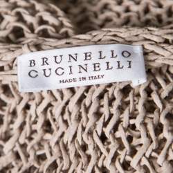 Brunello Cucinelli Brown Faux Suede Open Knit Oversized Top L