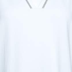 Brunello Cucinelli White Cotton Monili Trim Kaftan Top XXL