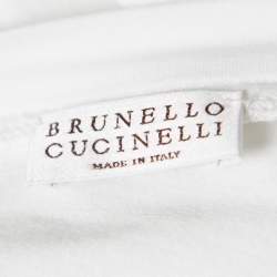 Brunello Cucinelli White Cotton Monili Trim Kaftan Top XXL