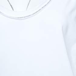 Pre Owned Brunello Cucinelli White Cotton Monili Trim Tank Top XXL