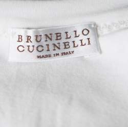 Pre Owned Brunello Cucinelli White Cotton Monili Trim Tank Top XXL