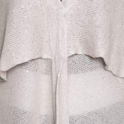 Pre Owned Brunello Cucinelli Beige Sequined Knit Layered Long Sleeve Cardigan XXL