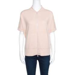 Brunello Cucinelli Blush Pink Cashmere Zip Front Box Sweater XL