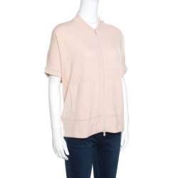 Brunello Cucinelli Blush Pink Cashmere Zip Front Box Sweater XL