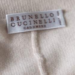 Brunello Cucinelli Cream Cashmere Contrast Piped Dolman Sleeve Sweater XL