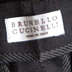 Brunello Cucinelli Dark Grey Cotton Ribbed Waist Trim Cuffed Hem Pants M