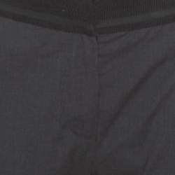 Brunello Cucinelli Dark Grey Cotton Ribbed Waist Trim Cuffed Hem Pants M