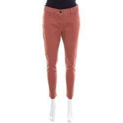 Brunello Cucinelli Brick Red Cotton Slim Fit Pants S