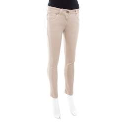 Pre Owned Brunello Cucinelli Beige Stretch Cotton Skinny Ankle Length Trousers S