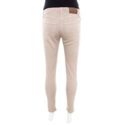 Pre Owned Brunello Cucinelli Beige Stretch Cotton Skinny Ankle Length Trousers S