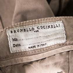 Pre Owned Brunello Cucinelli Beige Stretch Cotton Skinny Ankle Length Trousers S