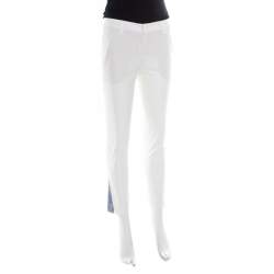 Brunello Cucinelli White Cotton Stretch Tapered Formal Trousers S