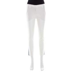 Brunello Cucinelli White Cotton Stretch Tapered Formal Trousers S