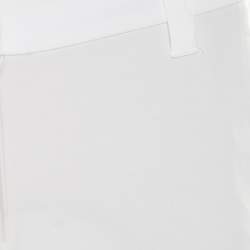 Brunello Cucinelli White Cotton Stretch Tapered Formal Trousers S