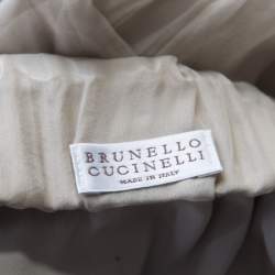 Pre Owned Brunello Cucinelli Grey Gathered Silk Semi Sheer Maxi Skirt S