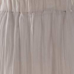 Pre Owned Brunello Cucinelli Grey Gathered Silk Semi Sheer Maxi Skirt S