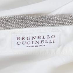 Pre Owned Brunello Cucinelli Off White Monili Collar Detail Sleeveless Shirt XL