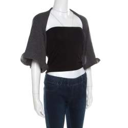 Pre Owned Brunello Cucinelli Grey Cashmere Ribbed Shrug ( One Size )