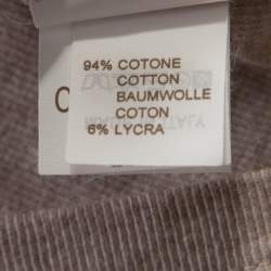 Pre Owned Brunello Cucinelli Beige Collar Yoke Ribbed Sweater Top M