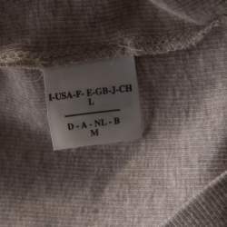 Pre Owned Brunello Cucinelli Beige Collar Yoke Ribbed Sweater Top M