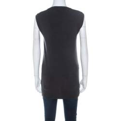 Pre Owned Brunello Cucinelli Charcoal Grey Cotton Sleeveless Tank Top L