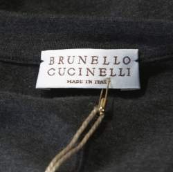 Pre Owned Brunello Cucinelli Charcoal Grey Cotton Sleeveless Tank Top L