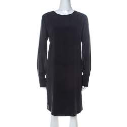 Brunello Cucinelli Grey Silk Chiffon Long Sleeve Tunic L 