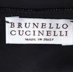 Brunello Cucinelli Grey Silk Chiffon Long Sleeve Tunic L 