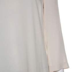 Pre Owned Brunello Cucinelli Cream Silk Beaded Collar Detail Shift Dress M