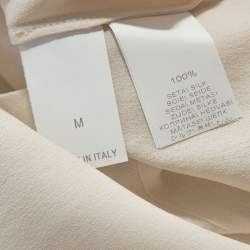 Pre Owned Brunello Cucinelli Cream Silk Beaded Collar Detail Shift Dress M