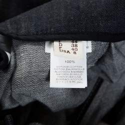 Pre Owned Brunello Cucinelli Blue Denim Pleated Wide Leg High Waisted Trousers M