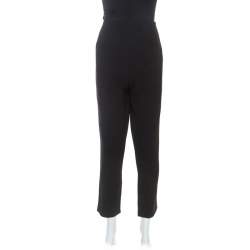 Brunello Cucinelli Black Crepe Elasticized Waist Detail Trousers L