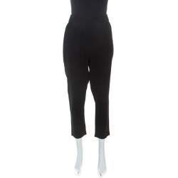Brunello Cucinelli Black Crepe Elasticized Waist Detail Trousers L