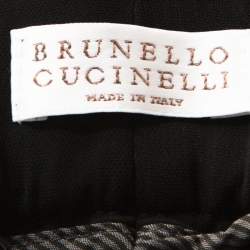 Brunello Cucinelli Black Crepe Elasticized Waist Detail Trousers L