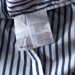 Pre Owned Brunello Cucinelli Bicolor Striped Cotton Beaded Collar Shirt S