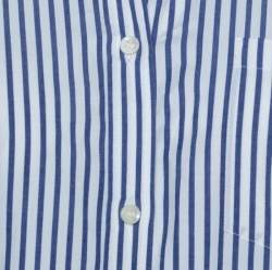 Pre Owned Brunello Cucinelli Bicolor Striped Cotton Beaded Collar Shirt S