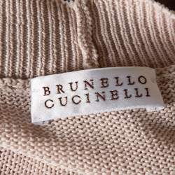 Brunello Cucinelli Beige Knit Belted Button Front Cardigan XL